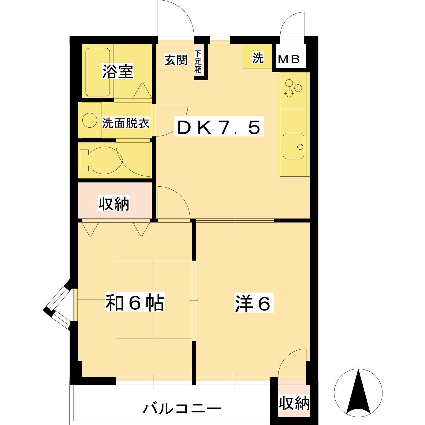 コーポ羽沢(2DK/3階)の間取り写真