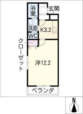 プリミエール(1K/3階)の間取り写真
