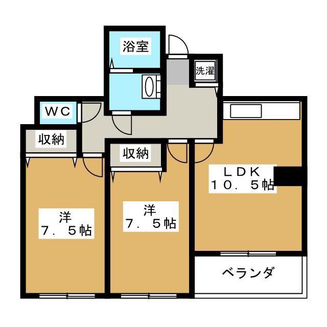 ラフィーヌ・ショコラ(2LDK/3階)の間取り写真