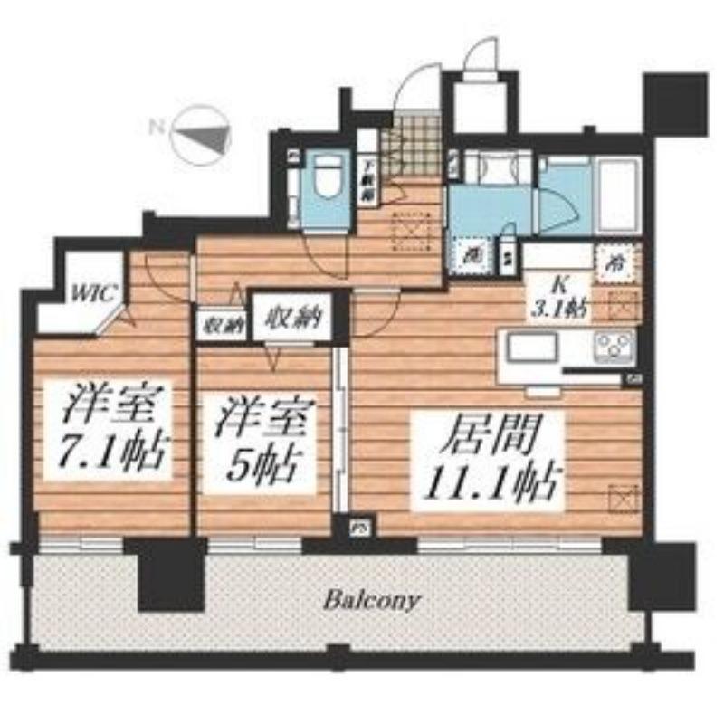 円山ザ・レジデンス(2LDK/15階)の間取り写真