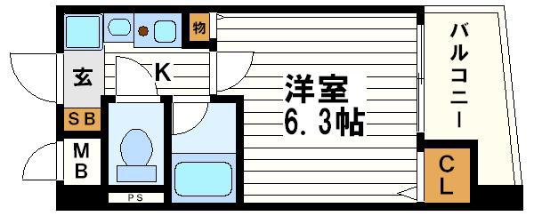 エイペックス大手通(1K/6階)の間取り写真