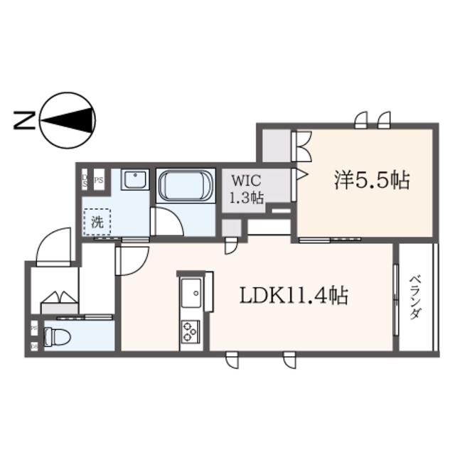若宮2丁目メゾン(1LDK/1階)の間取り写真