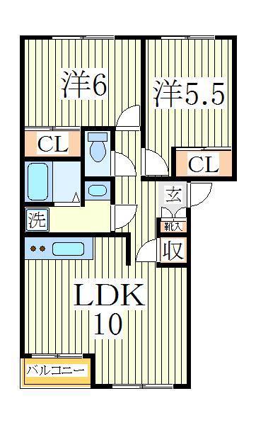 パーチェ西初石(2LDK/1階)の間取り写真