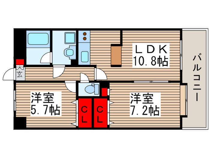 バーディーテラス仲町(2LDK/9階)の間取り写真