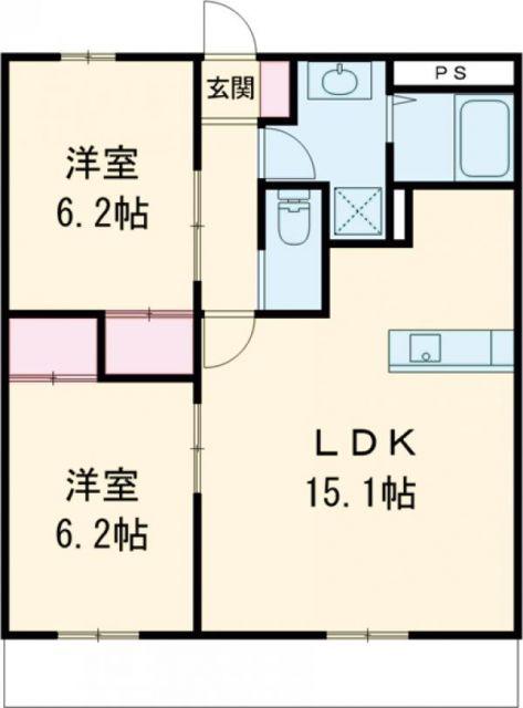 シティパル高城台(2LDK/2階)の間取り写真
