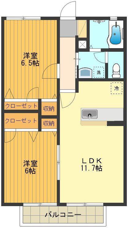 グランメールアイII(2LDK/1階)の間取り写真