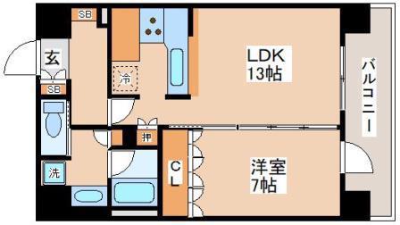 リーガル神戸三宮(1LDK/10階)の間取り写真