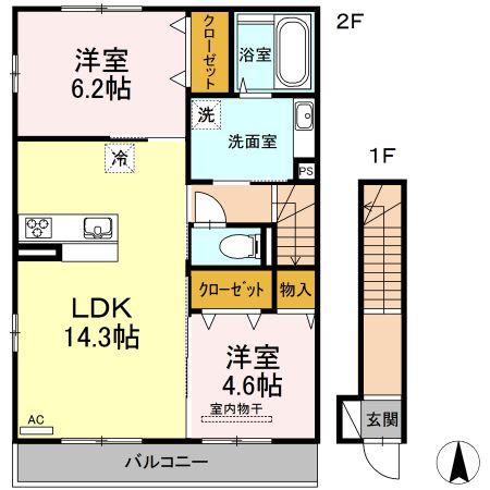ソラーナ I(2LDK/2階)の間取り写真