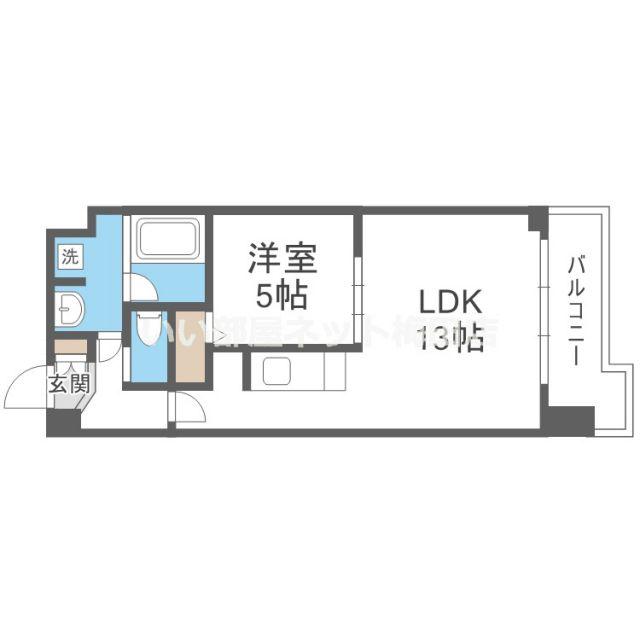 グランシス天満橋(1LDK/4階)の間取り写真