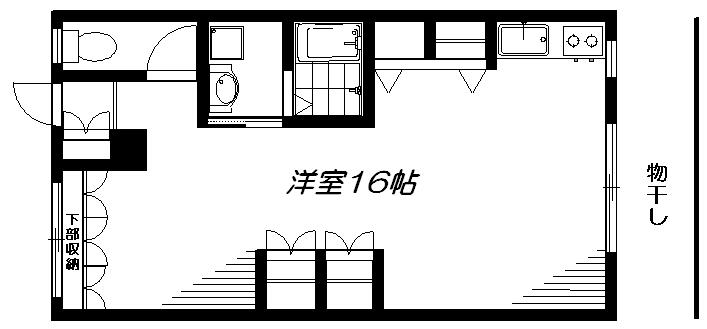 サンパレス(ワンルーム/1階)の間取り写真