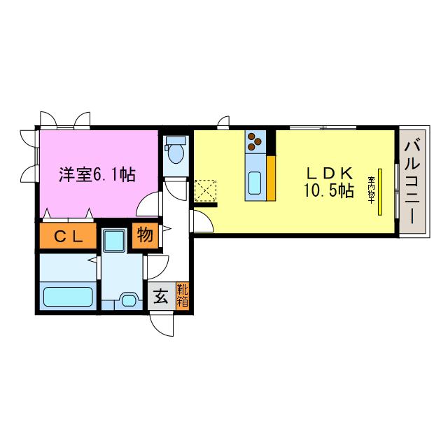 シャーロット水口 A棟(1LDK/3階)の間取り写真