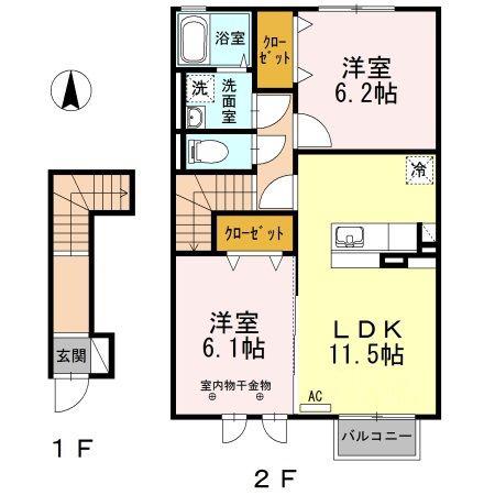 ルーラル(2LDK/2階)の間取り写真