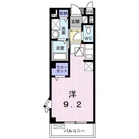 ルミエールV(ワンルーム/1階)の間取り写真