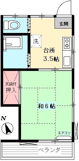 倉林荘(1K/2階)の間取り写真