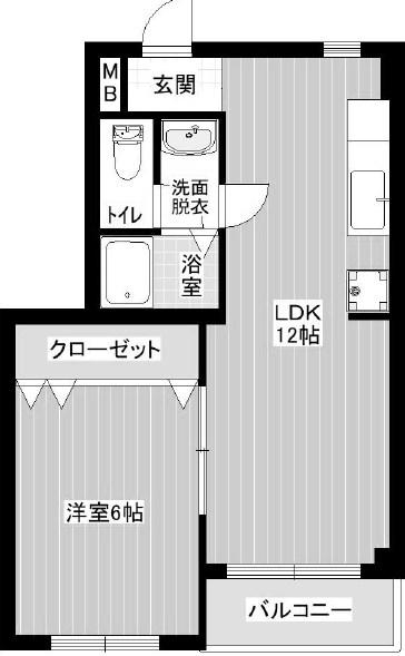 フォルトゥーナRITZ舞子坂II(1LDK/2階)の間取り写真