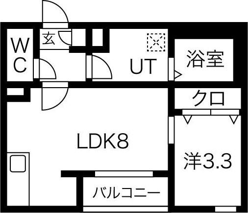 メイクスR道徳公園III(1LDK/1階)の間取り写真
