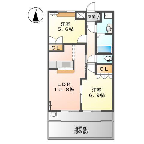 ネオ シュトラーゼ(2LDK/1階)の間取り写真