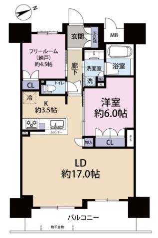 ジオ大津 京町(1SLDK/10階)の間取り写真
