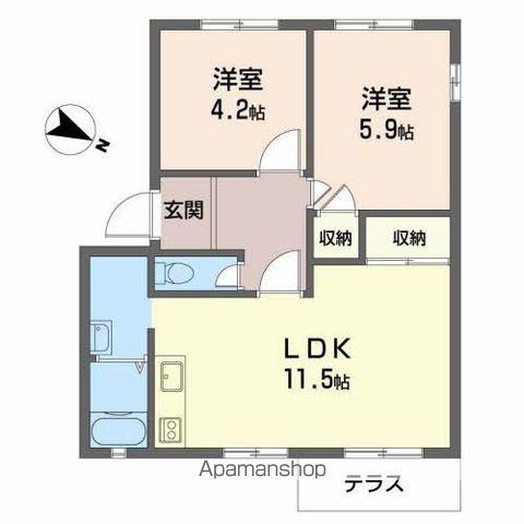 グリーンハイツ・イナモト(2LDK/1階)の間取り写真