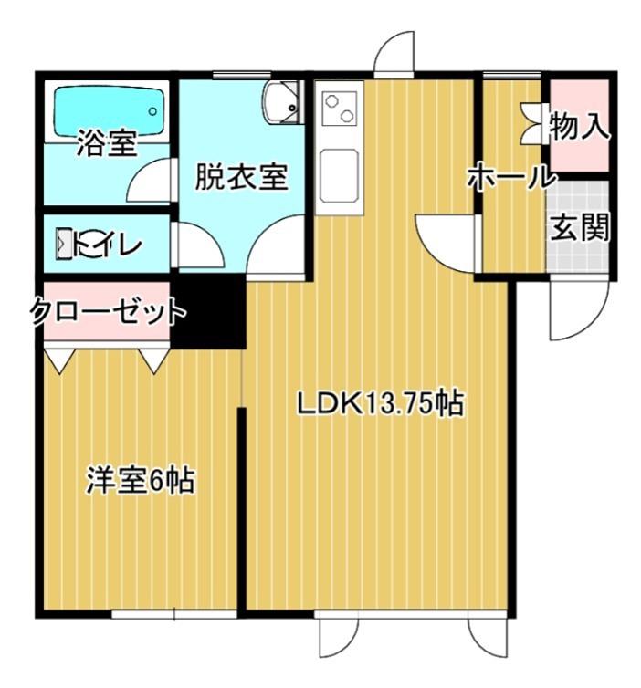 グランデル2(1LDK/2階)の間取り写真