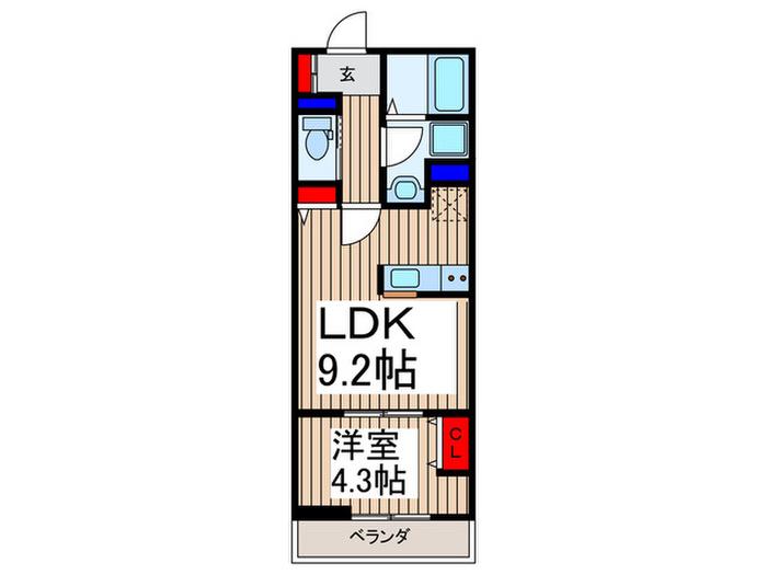リーブルファイン上戸田(1LDK/2階)の間取り写真