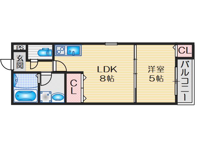 CHILLWAY吹田元町(1LDK/3階)の間取り写真