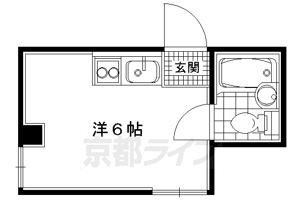 セゾン衣笠(ワンルーム/2階)の間取り写真
