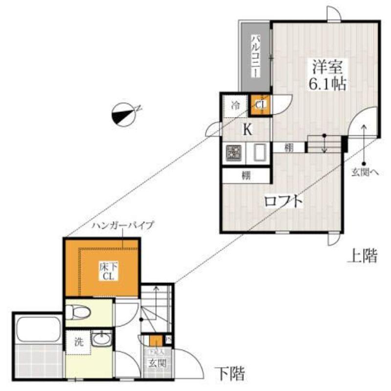 CB東川口ルノン(1K/2階)の間取り写真