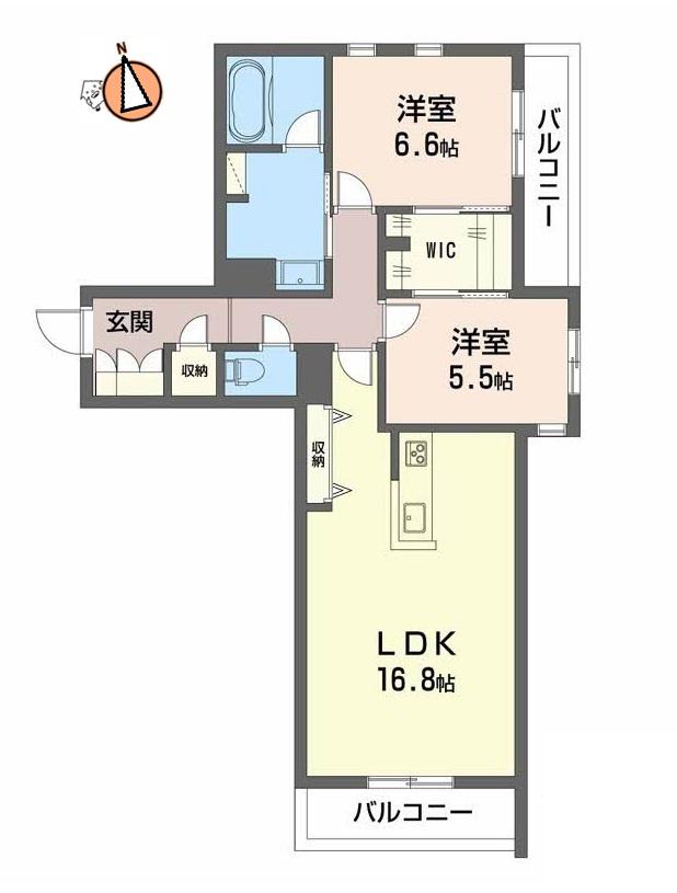 ベレオ安宅(2LDK/3階)の間取り写真