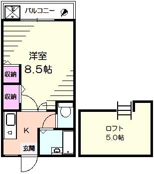 なほみ荘(1K/2階)の間取り写真