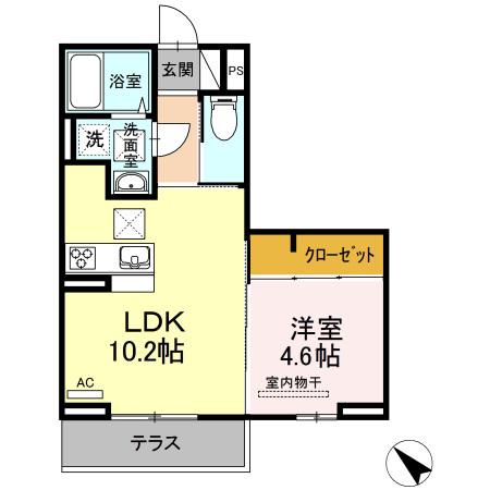 プレサーブ日の出II(1LDK/1階)の間取り写真