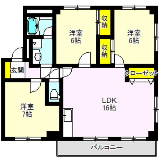 ロイヤルマンション(3LDK/4階)の間取り写真