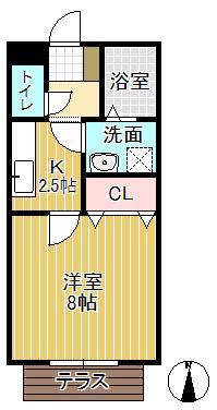 オールージュ(1K/1階)の間取り写真
