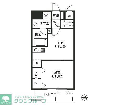 ラフィーネ港北(1DK/4階)の間取り写真