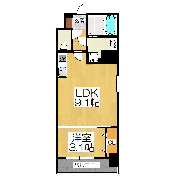 BRIGHT COURT 京都山科駅前(1LDK/6階)の間取り写真