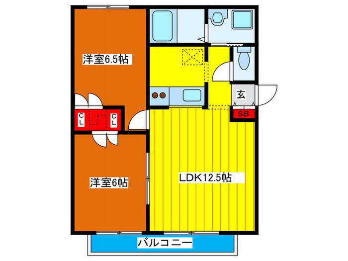 BELLE SMART八雲(2LDK/2階)の間取り写真