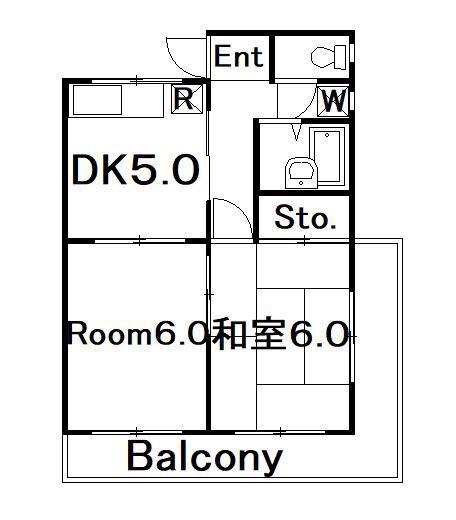 ハイツ椿坂(2DK/3階)の間取り写真