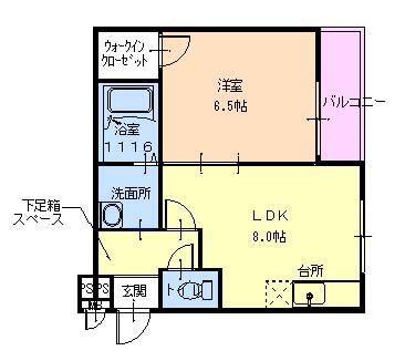エアリーメゾンCUBE(1DK/1階)の間取り写真