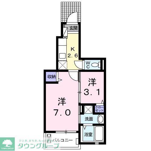 アビタシオン高柳(1SK/1階)の間取り写真