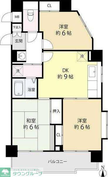 TSGARDEN新小岩(3DK/9階)の間取り写真