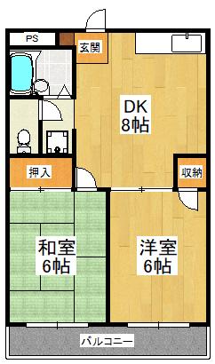 ウェルストーンハイツ(2DK/1階)の間取り写真