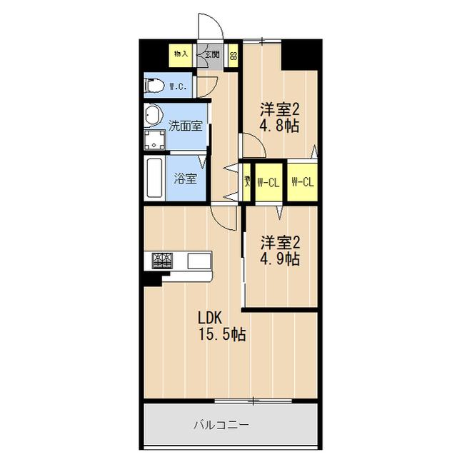 VALENTIA友泉亭(2LDK/5階)の間取り写真