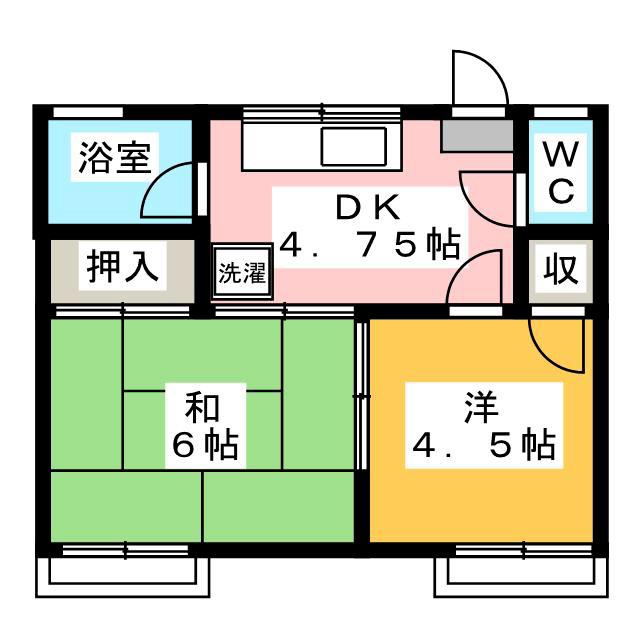 白樺コーポ(2DK/1階)の間取り写真