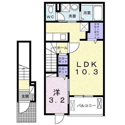 ラテ ルーナ(1LDK/2階)の間取り写真