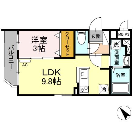 マルシェ八軒(1LDK/4階)の間取り写真