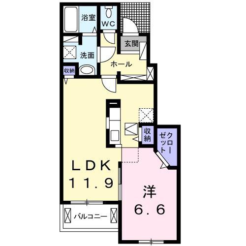 アルカンシエル・ベルI(1LDK/1階)の間取り写真