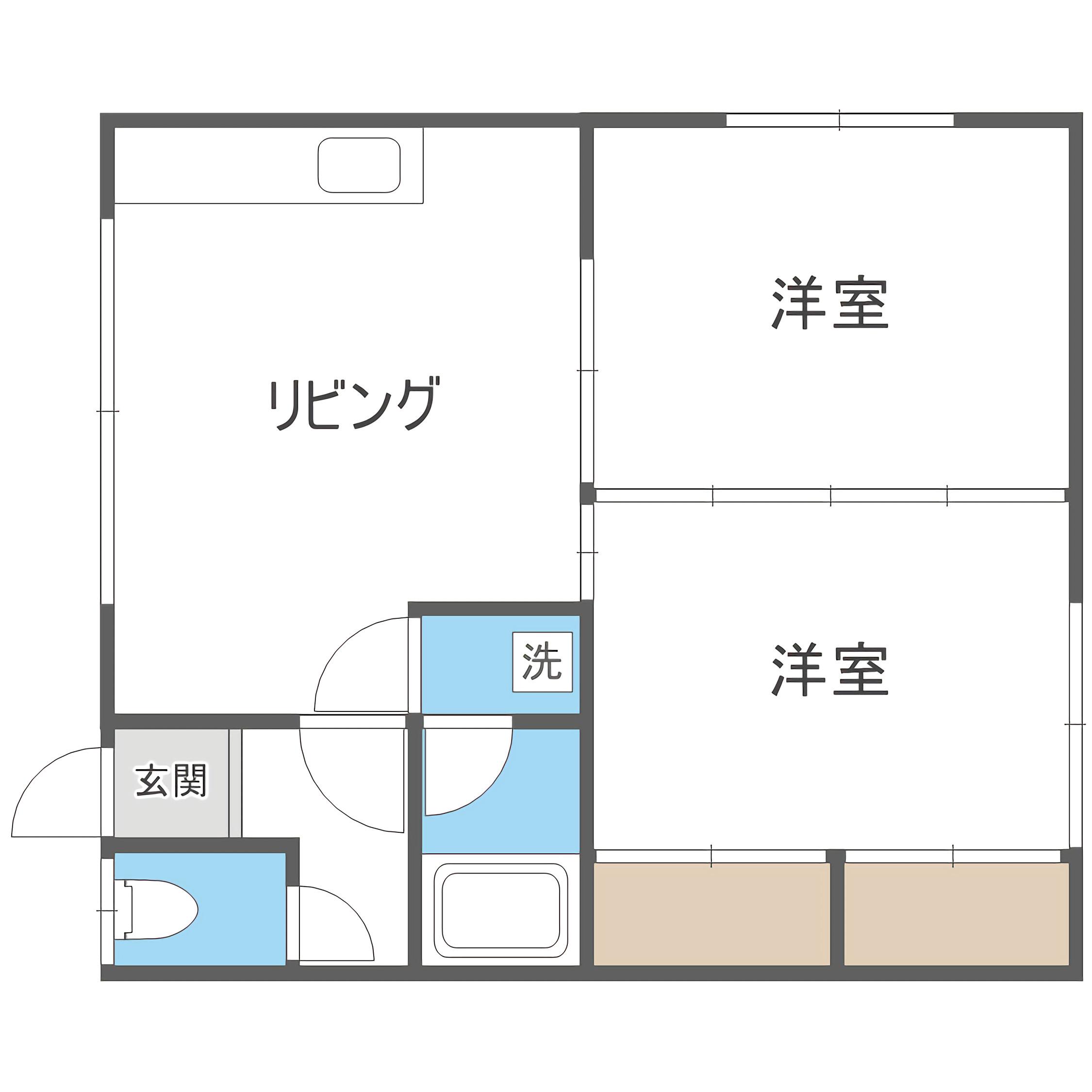 コーポニューアツベツ(2LDK/2階)の間取り写真