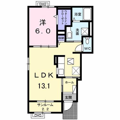 ヴィラ スカイ セブン(1LDK/1階)の間取り写真