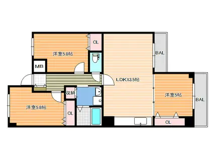 第3高橋ハイツ(3LDK/3階)の間取り写真