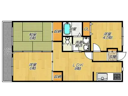 JAセピアⅡ番館(3LDK/4階)の間取り写真